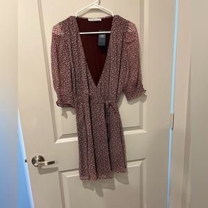 Maroon floral Abercrombie & Fitch wrap dress